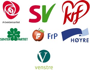 AP, SV, KrF, Sp, FrP, H, V